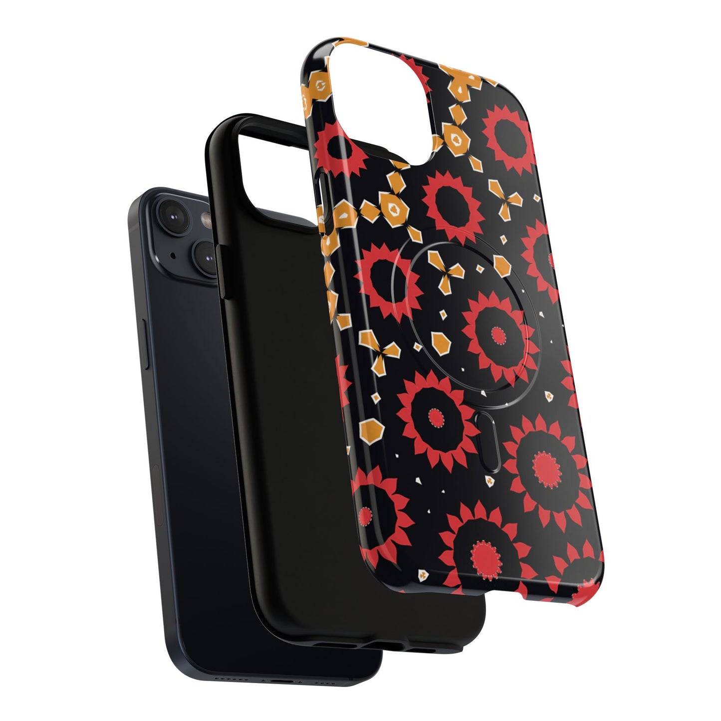 Midnight Ember Bloom Tough Magnetic iPhone Case, Bohemian Floral Design, Stylish iPhone Protection, Gift for Her, Trendy iPhone Accessories
