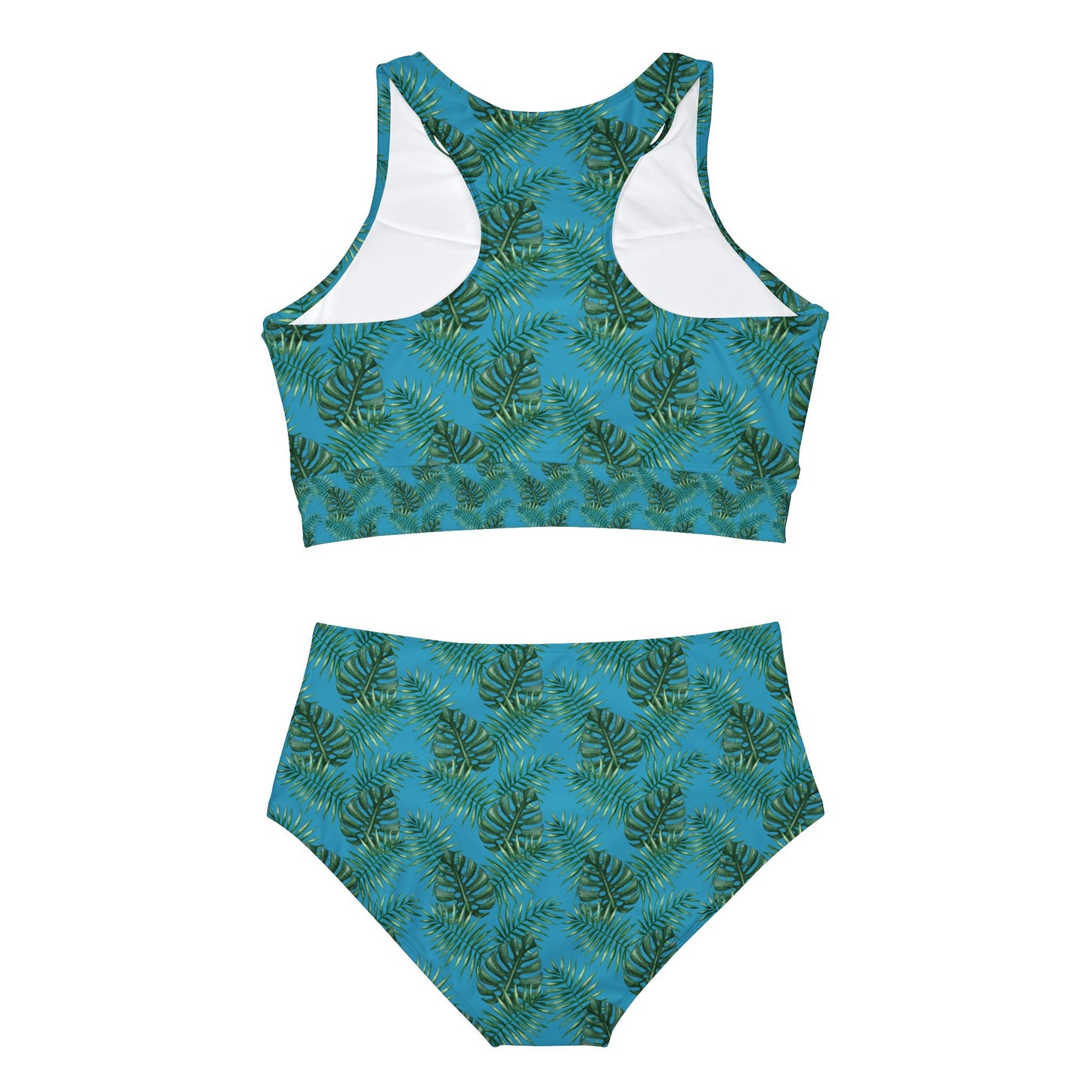 Blue Tropical Bliss Sporty Bikini Set (AOP)