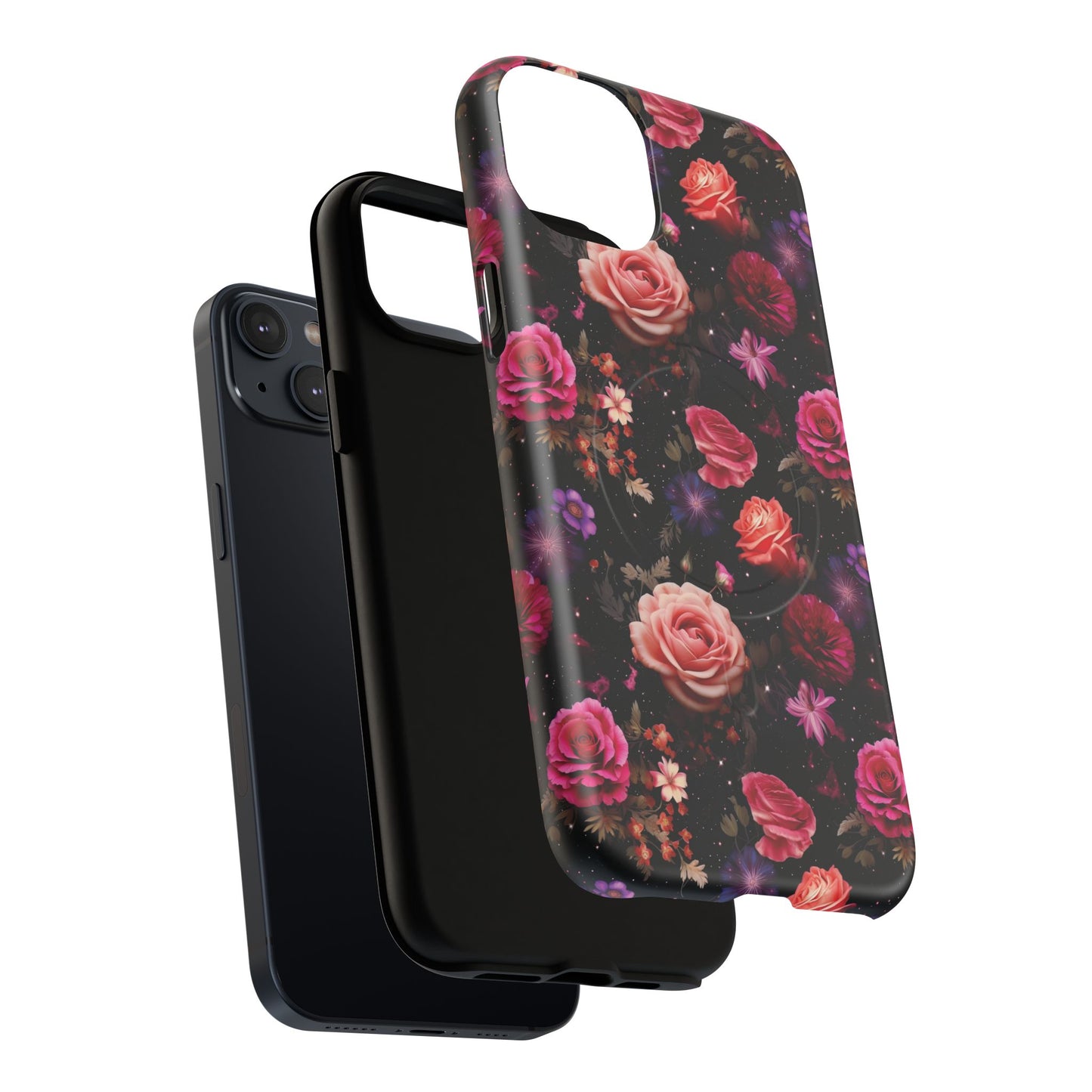 Starry Rose Garden Tough Magnetic Phone Case, Stylish Phone Cover, Gift for Her, Elegant Floral Design, Durable Phone Accessories