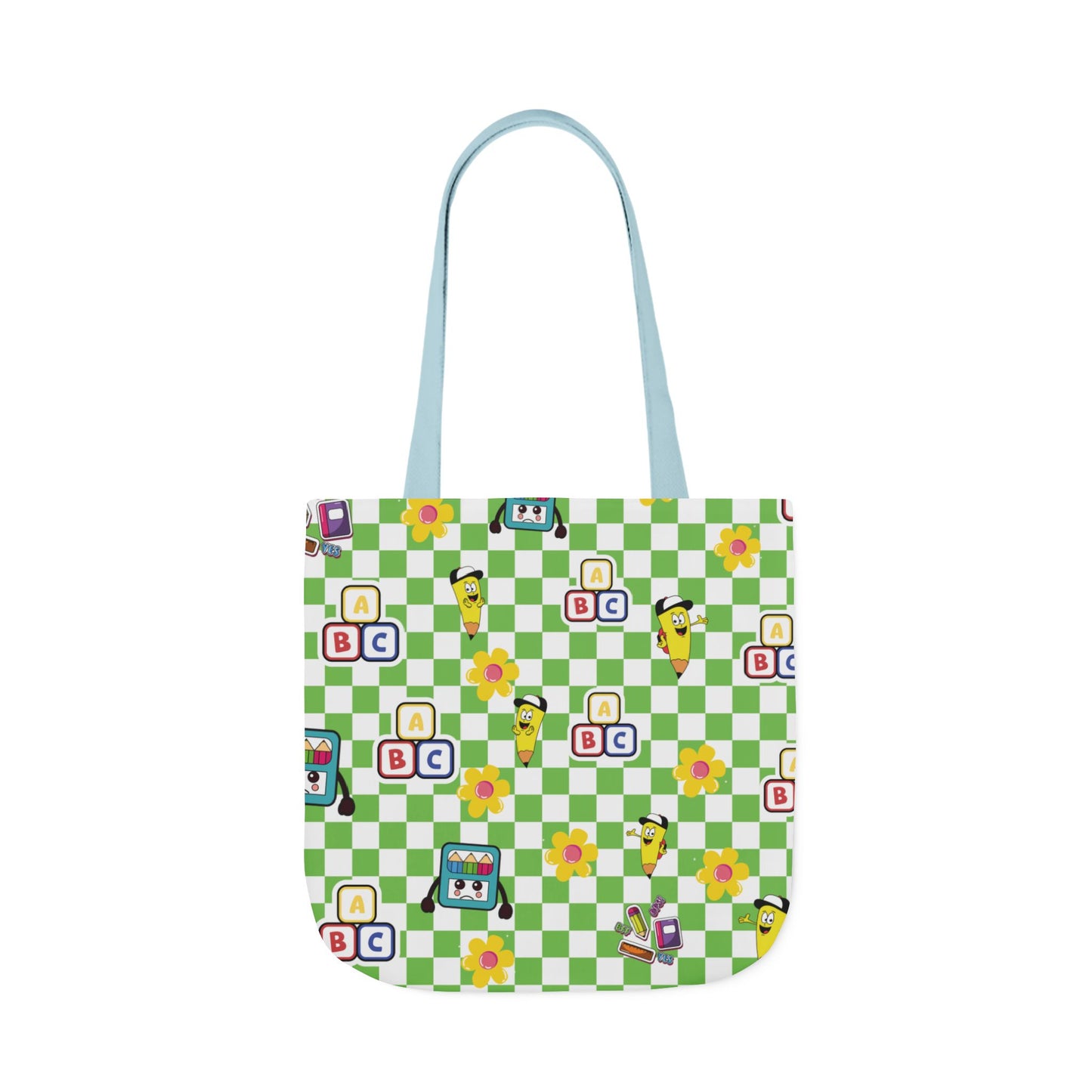 Personalized Green Schoolyard Chic Composition Book Inspired Canvas Tote Bag with Colorful Straps, Cute School Bag, Eco-Friendly Tote, Back to School Shopping Bag, Teacher Gift Idea