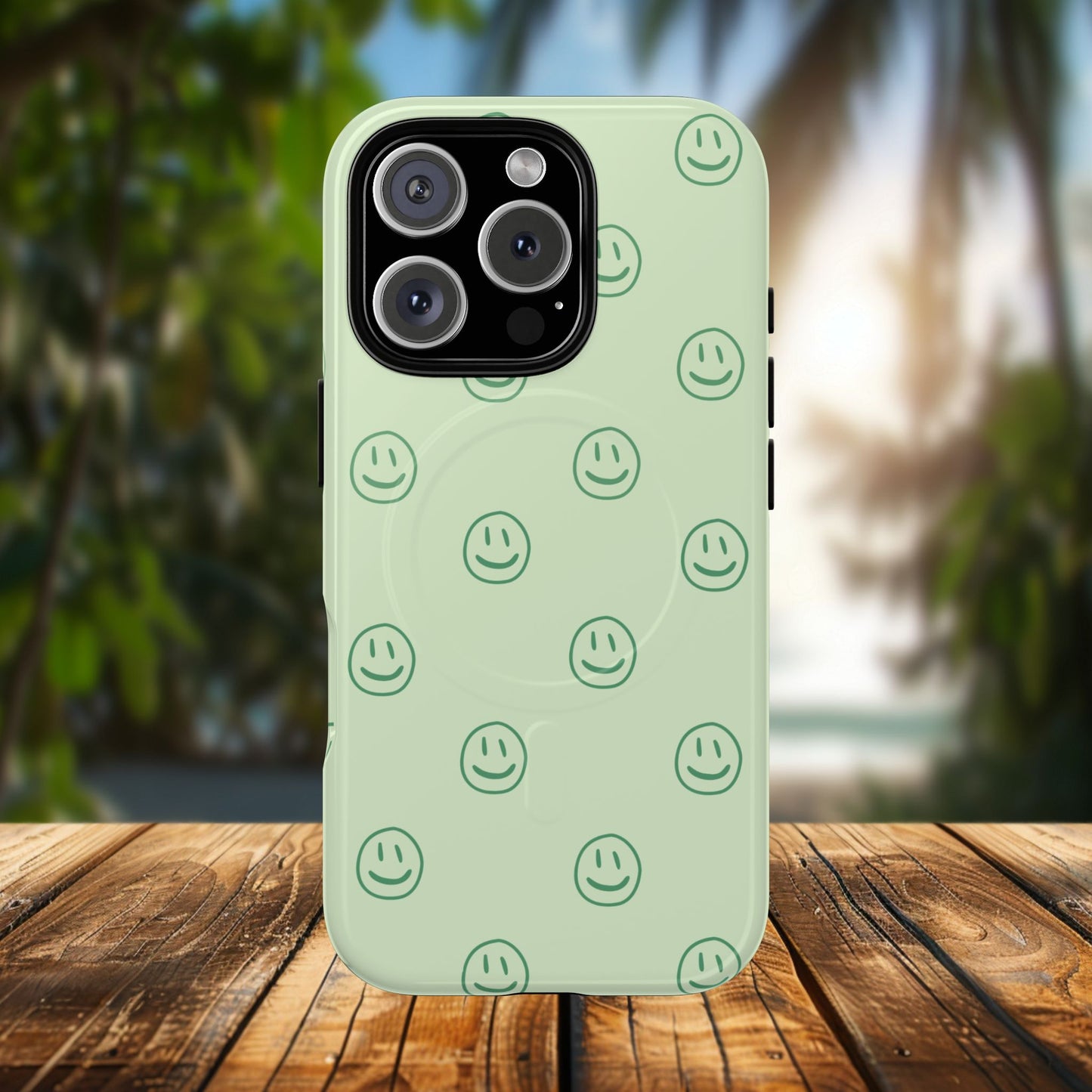 Green Smiley Face Magnetic iPhone Case