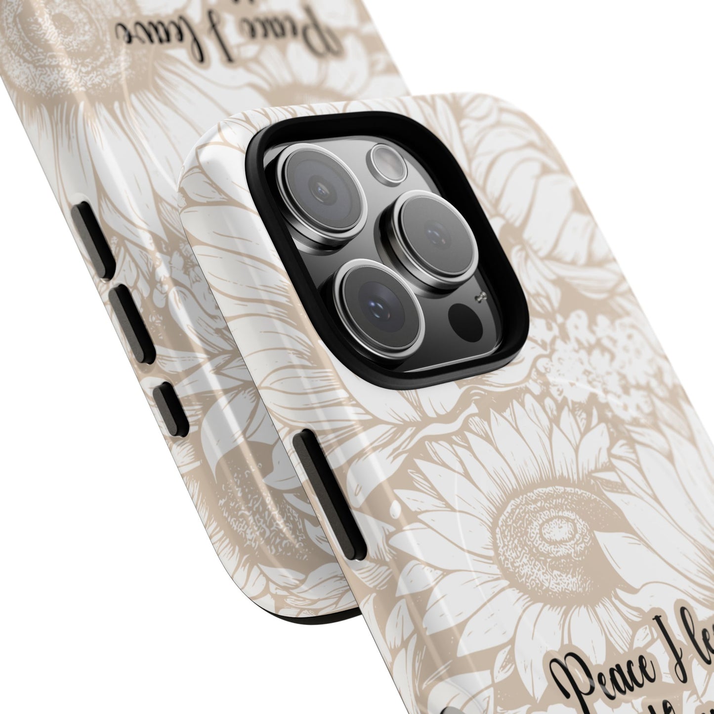 Peace I Leave with You John 14:27,Tough iPhone Magnetic MagSafe® Case Scripture, Sunflower Bible Verse,  iPhone® 13,  14, iPhone 15, iPhone 16, 17, Pro, Pro Max, Plus Cases.