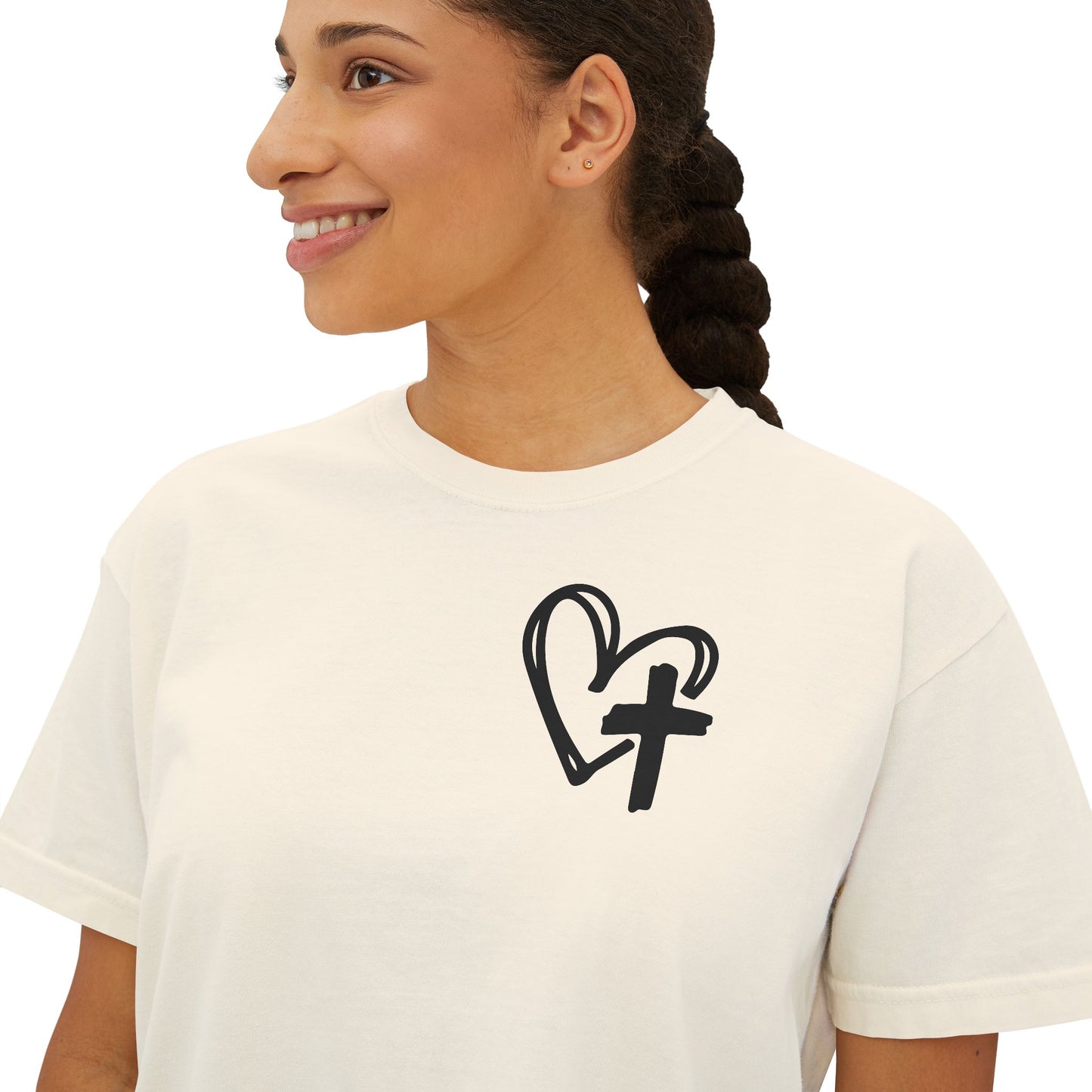 Faith and Floral Cross Women's Comfort Colors Boxy Tee