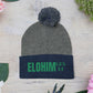 Pom-Pom Knit Cap with 'ELOHIM, GENESIS 1:1'  Embroidery Beanie - Stylish Winter Accessory for All Ages, Perfect Gift for Birthdays, Holidays, and Outdoor Activities