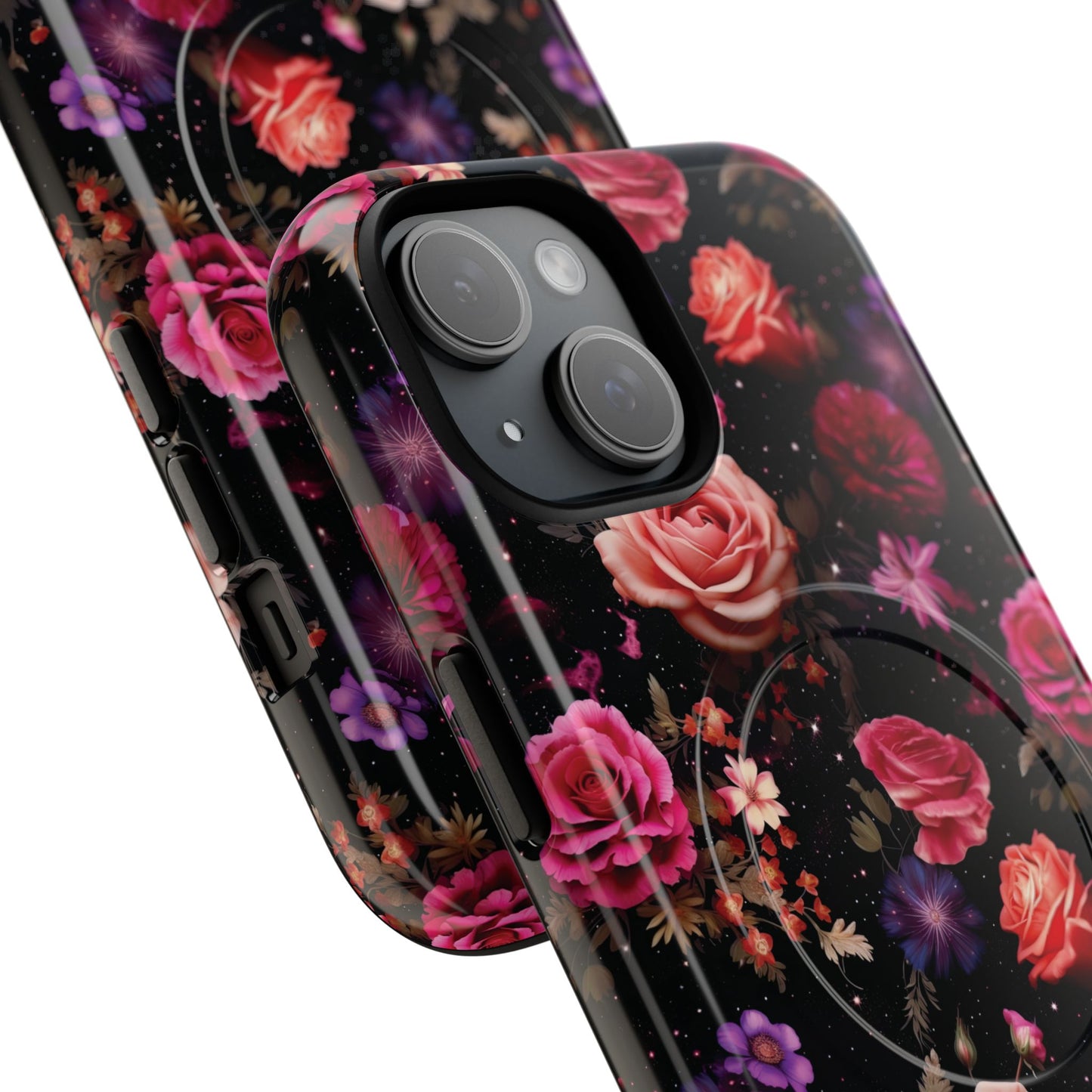 Starry Rose Garden Tough Magnetic Phone Case, Stylish Phone Cover, Gift for Her, Elegant Floral Design, Durable Phone Accessories