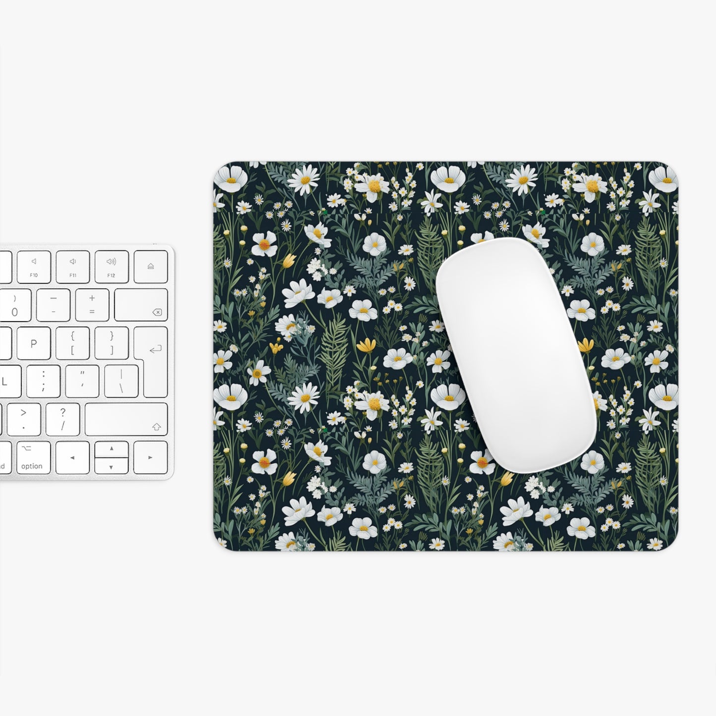 Daisy Delight Botanical Floral Mouse Pad - Beautiful Greenery Design for Home or Office.