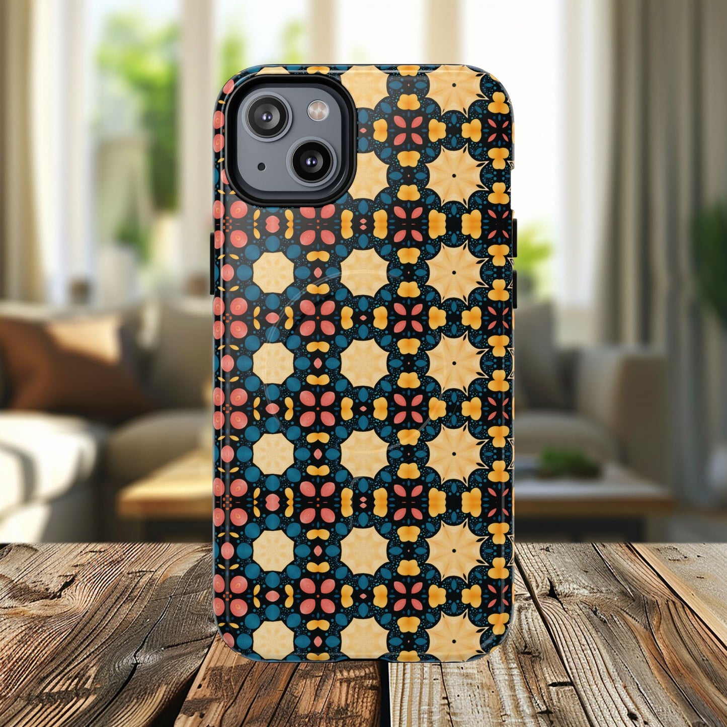 Celestial Spice Tiling Colorful Tough Magnetic iPhone Case, Unique iPhone Cover, Artistic Mobile Shell, Durable Design Accessory, Trendy Gift Idea, MagSafe® iPhone Case.