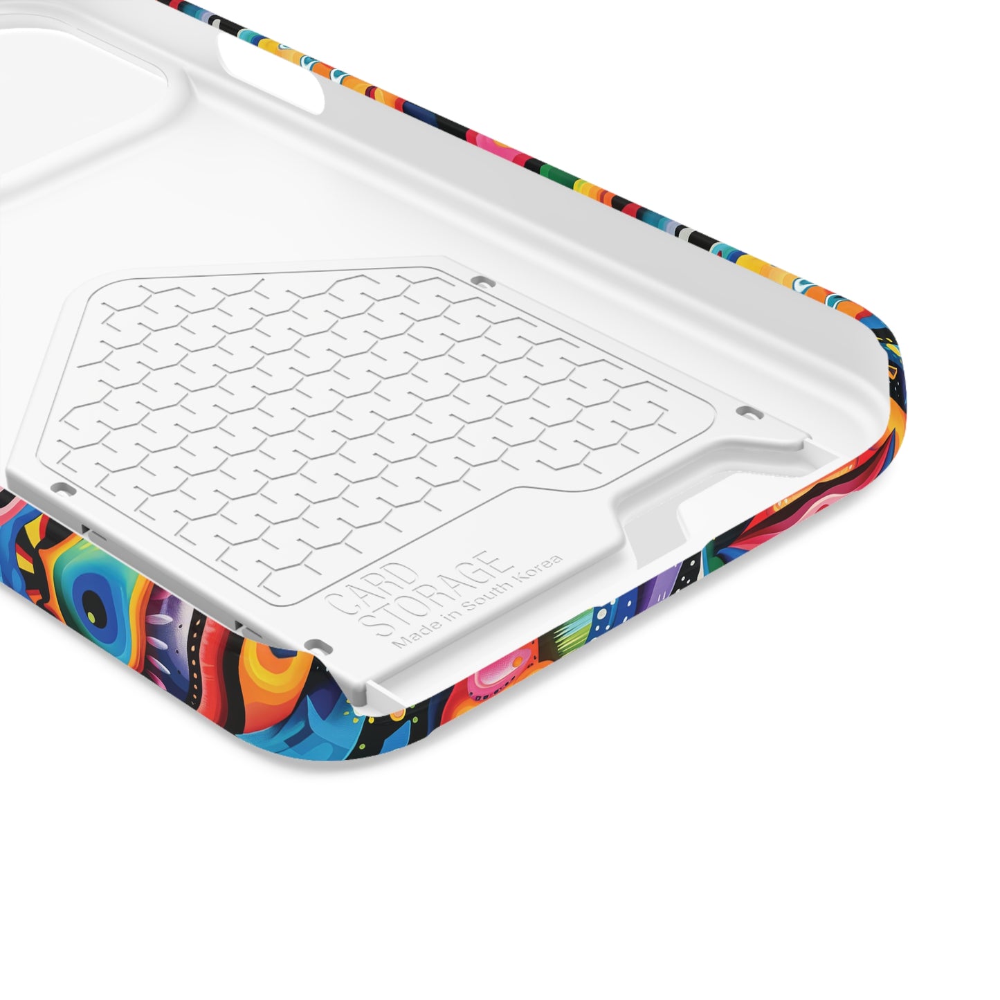 Psychedelic Visions Phone Case with Card Holder - Colorful and Stylish Design for Creatives