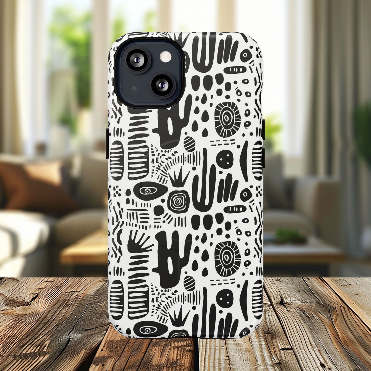 Abstract Monochrome Tough Magnetic iPhone Cases, Stylish Phone Cover, Durable Phone Protector, Modern Tech Accessories, Unique Gift Ideas