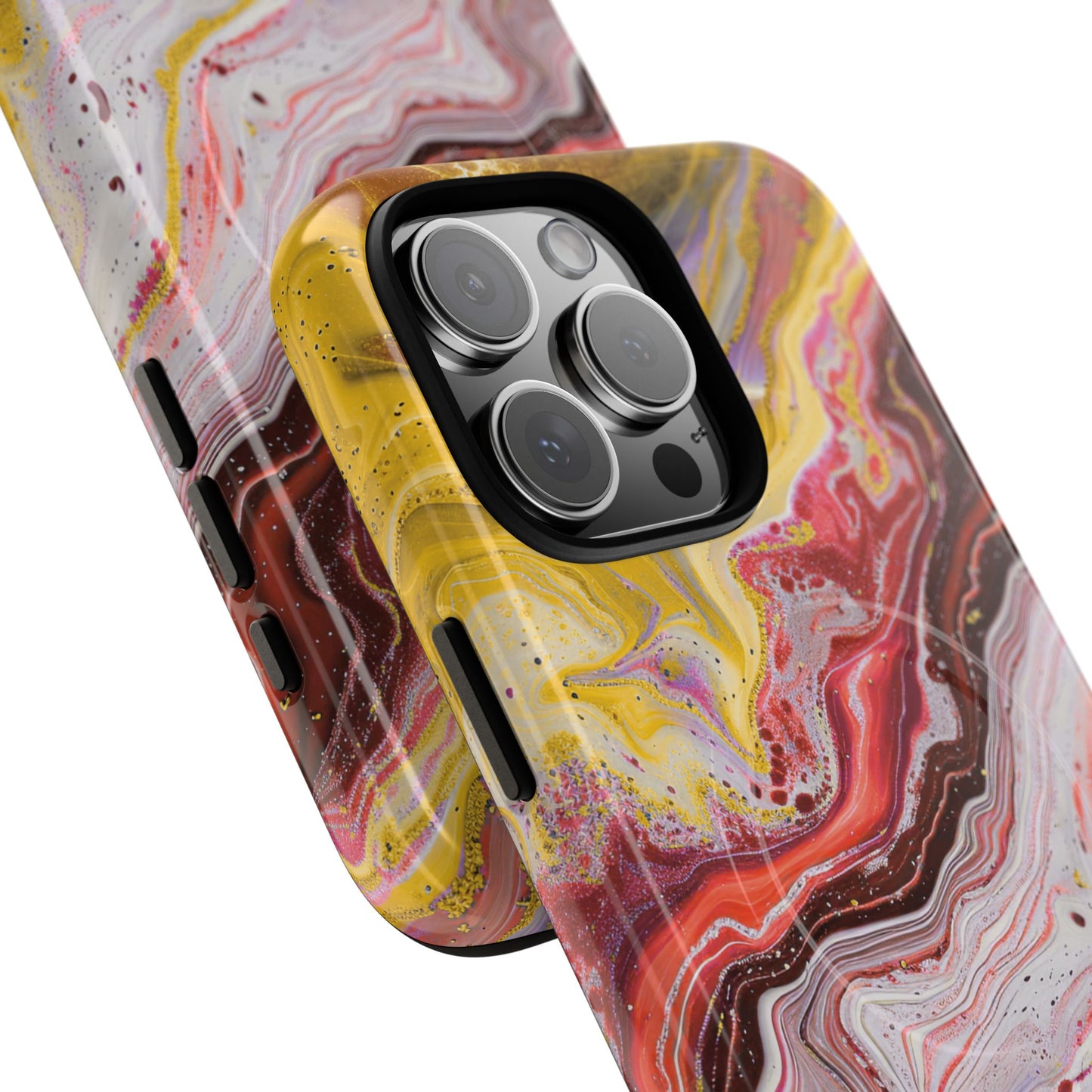 Colorful Red Marble iPhone Case, Tough Magnetic Cases, Stylish iPhone Protection, Unique Gift for iPhone Lovers, iPhone Accessories
