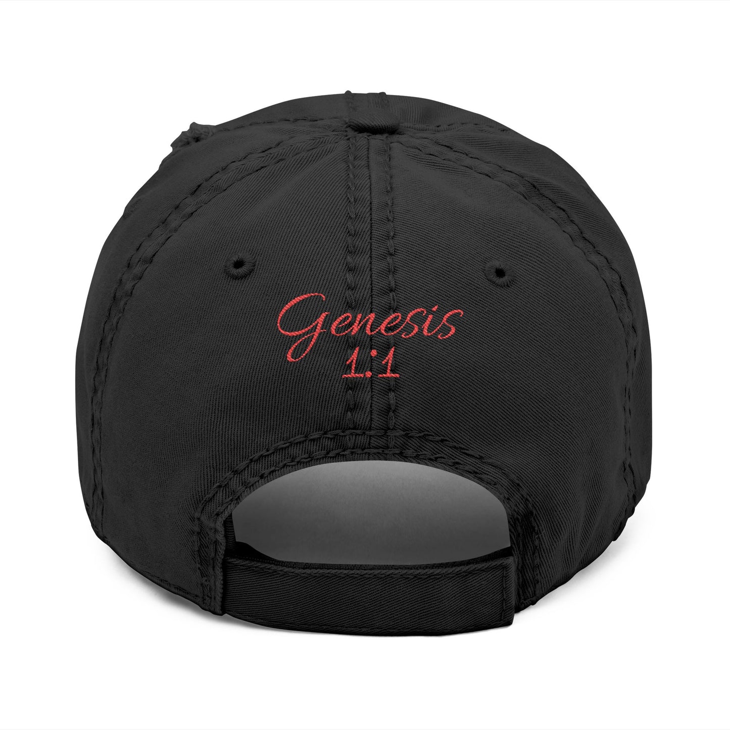 'ELOHIM, GENESIS 1:1'  Distressed Dad Hat with Embroidered, Casual Cap for Fathers, Gifts for Dads, Religious Hat, Vintage Style