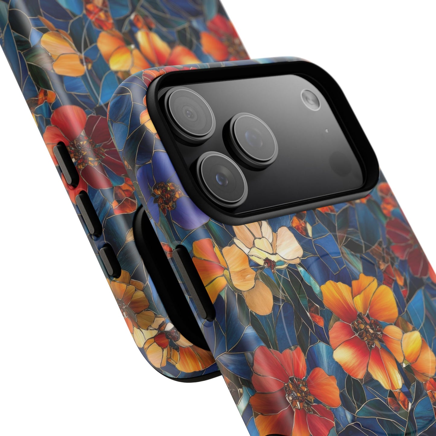 Cathedral Petals Tough Magnetic iPhone Case, Durable, Stylish, Unique Floral Design, Gifts for Her, Birthday, Everyday Use, Stained Glass iPhone Case.
