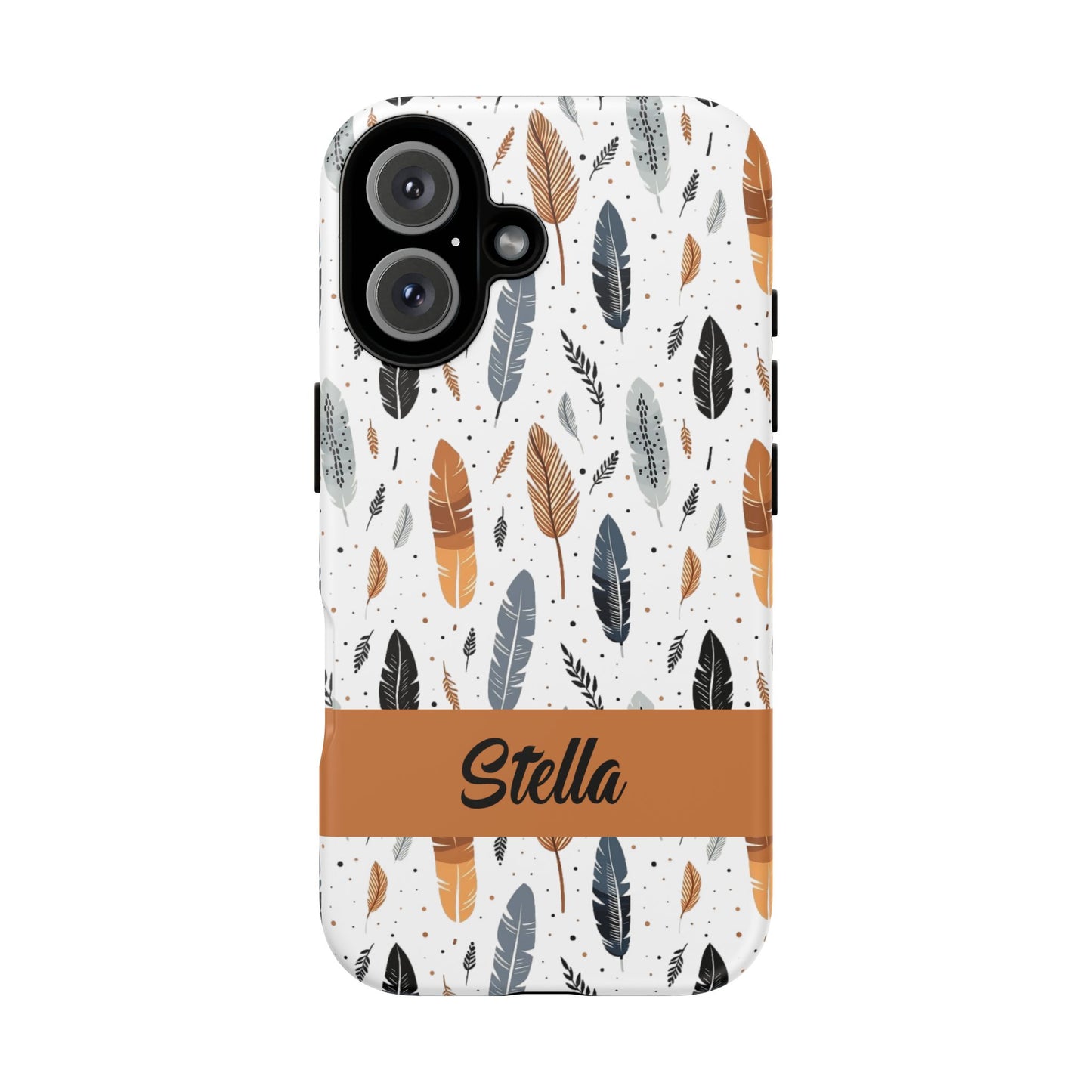 Personalized Whispering Feathers Samsung, Google Pixel and iPhone Case, Custom Name Case.