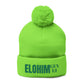 Pom-Pom Knit Cap with 'ELOHIM, GENESIS 1:1'  Embroidery Beanie - Stylish Winter Accessory for All Ages, Perfect Gift for Birthdays, Holidays, and Outdoor Activities