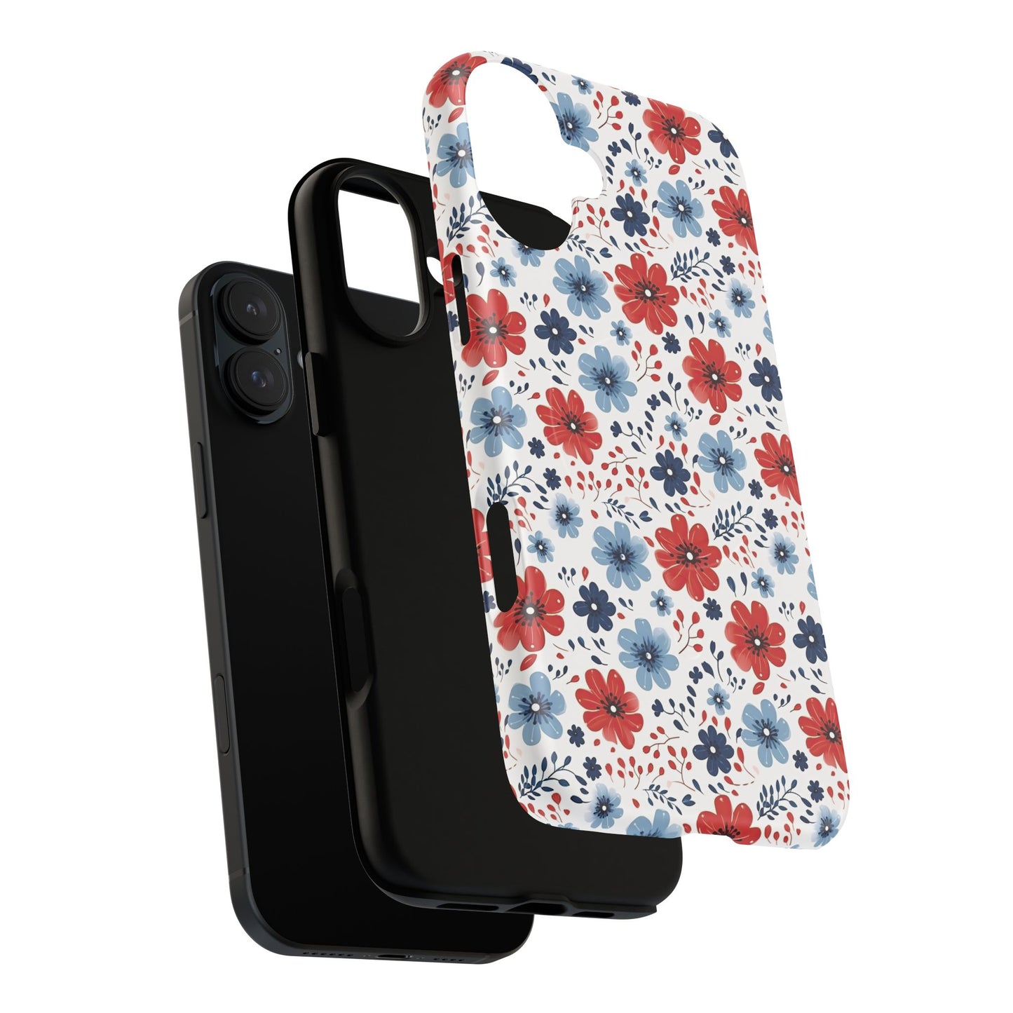 Patriotic Floral Dreams Tough Magnetic iPhone Cases, Durable, Stylish, Gift for Her, Protective Phone Cover, Spring Floral Design