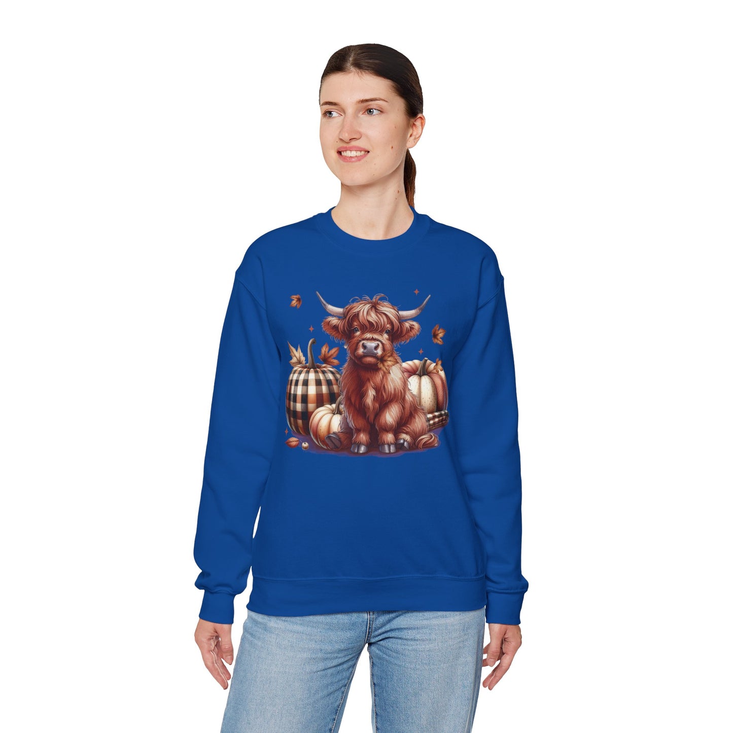 Autumn Highland Cow Charm Unisex Heavy Blend™ Crewneck Sweatshirt