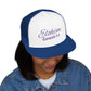 Purple 'ELOHIM, GENESIS 1:1'  Embroidered 5 Panel Trucker Cap | Casual Style Hat, Adjustable, Unisex, Perfect Gift for Outdoors, Festivals, Daily Wear