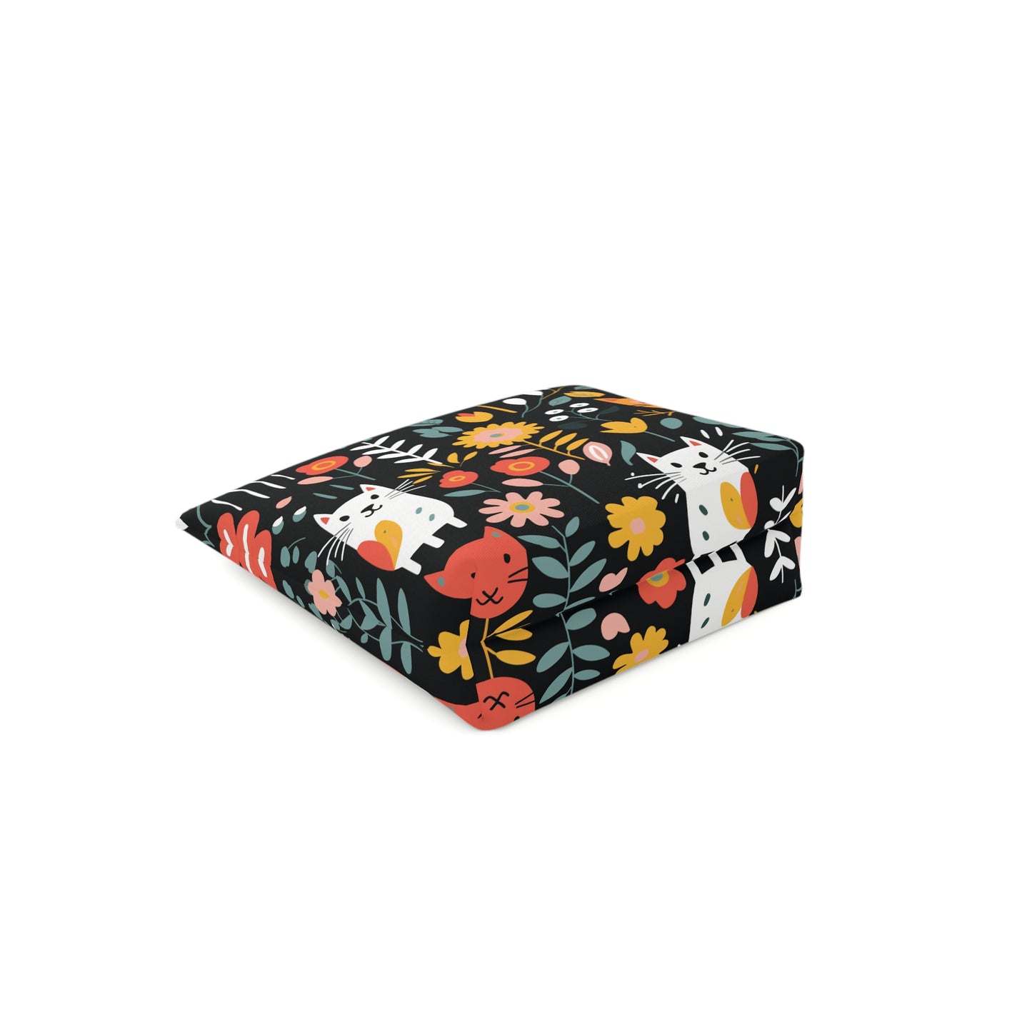 Whimsical Feline Garden Cotton Cosmetic Bag