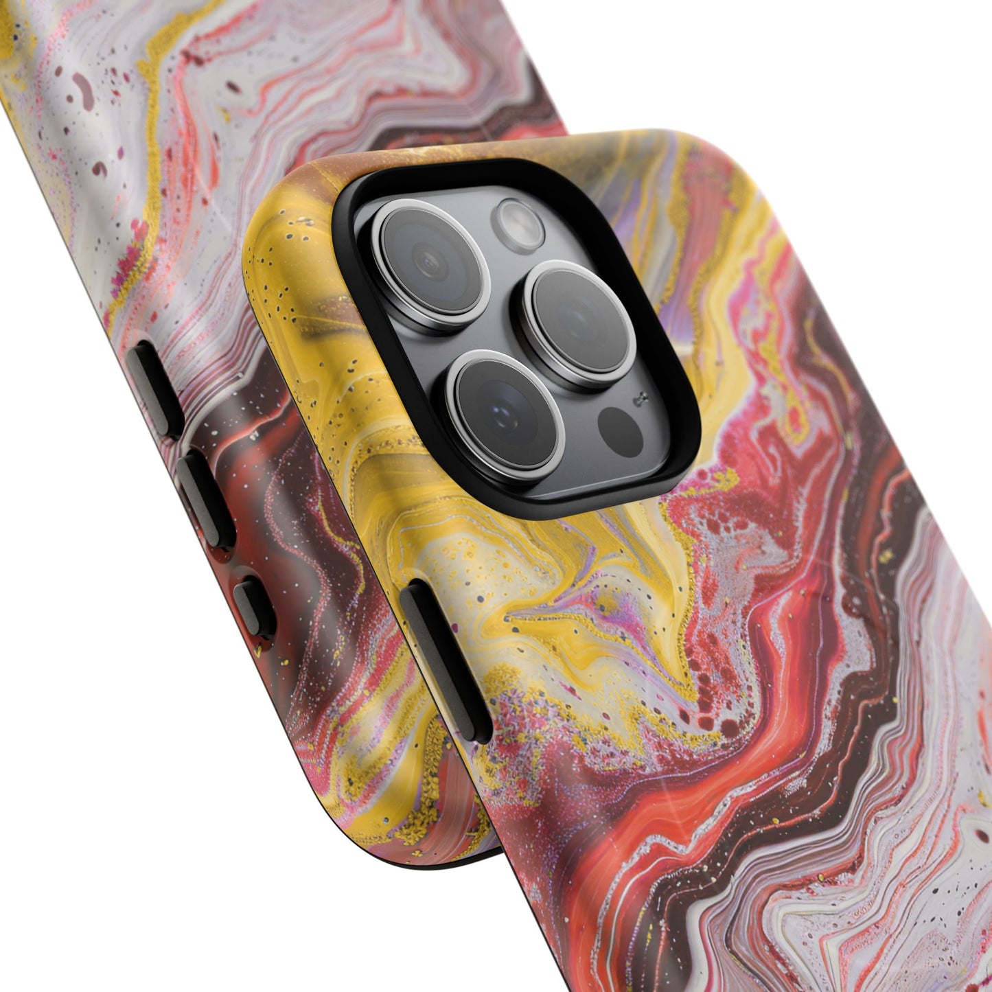 Colorful Red Marble iPhone Case, Tough Magnetic Cases, Stylish iPhone Protection, Unique Gift for iPhone Lovers, iPhone Accessories