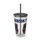 Patriotic Eagle 16oz Tumbler with Straw — "Happy 4th of July" USA Design