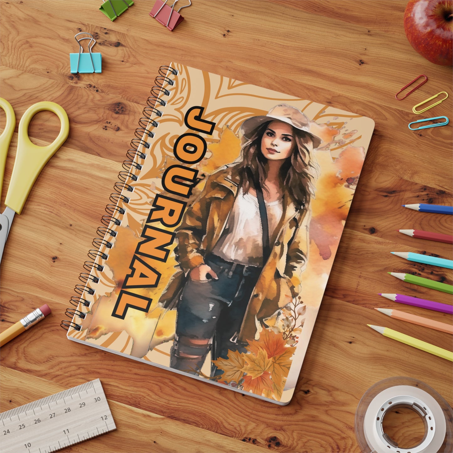 Autumn Vibes Wirobound Notebook, Fall Journal, Gratitude Journal, Gift for Writers, A5 Notepad, Seasonal Planner