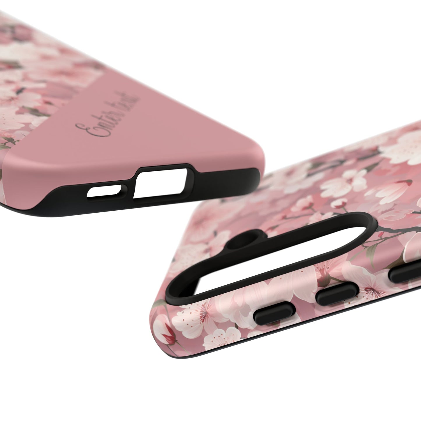 Personalized Cherry Blossom Tough Phone Case — Pink Floral Protective Case for Samsung & Google