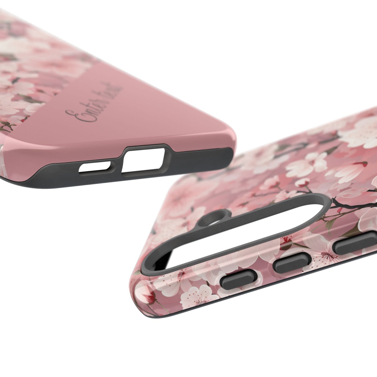 Personalized Cherry Blossom Tough Phone Case — Pink Floral Protective Case for Samsung & Google