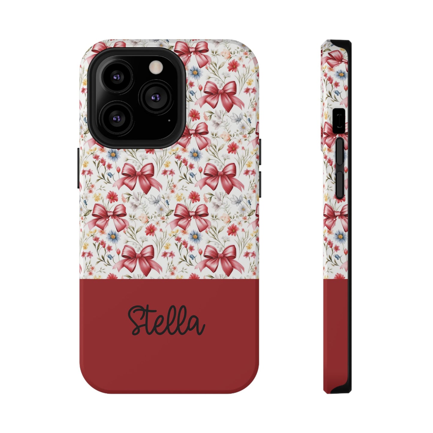 Personalized Rosette Coquette Floral Bow iPhone and Samsung Impact-Resistant Case — Custom Name Case