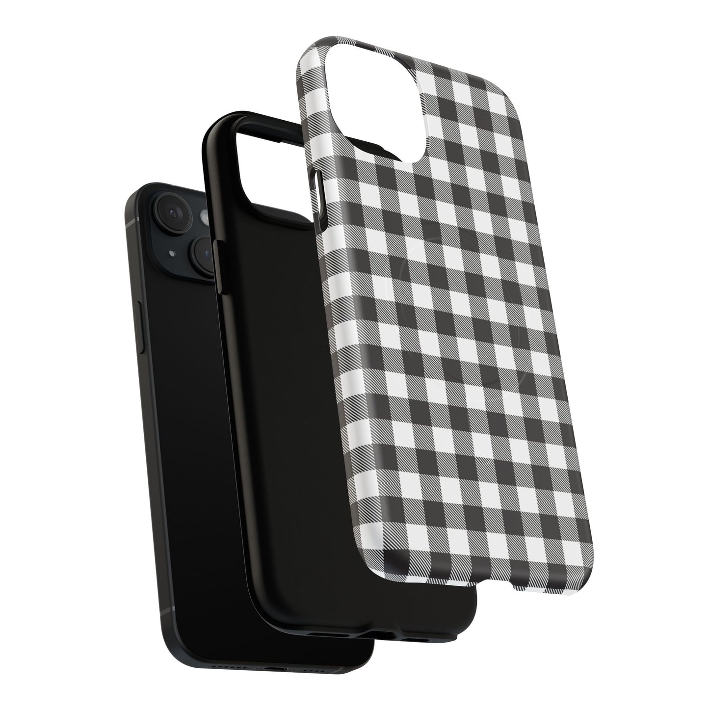 Black and White Gingham Phone Case, Tough Magnetic Cases, Stylish Phone Cover, Gift for Her, Trendy Phone Accessory, Checkered Print