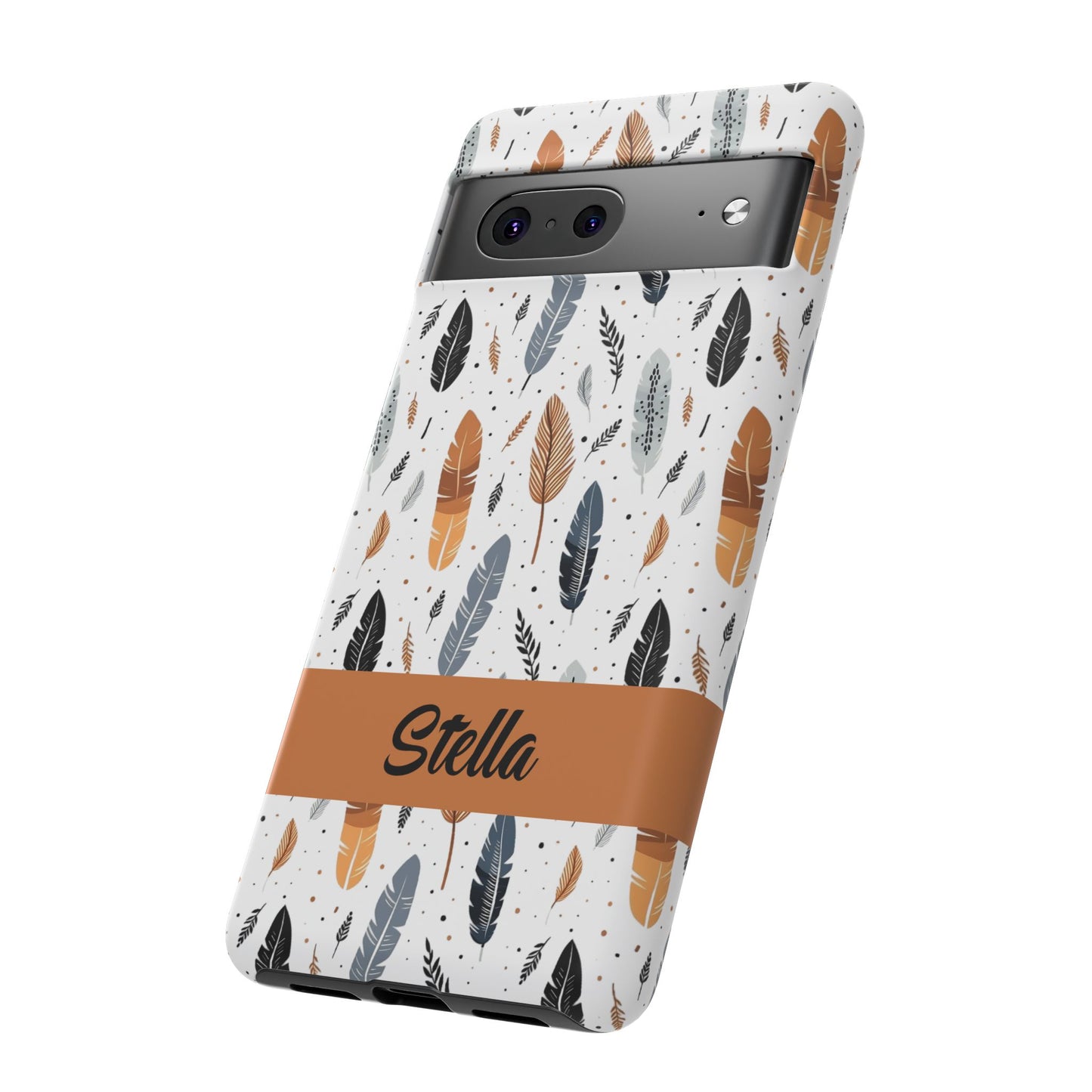 Personalized Whispering Feathers Samsung, Google Pixel and iPhone Case, Custom Name Case.