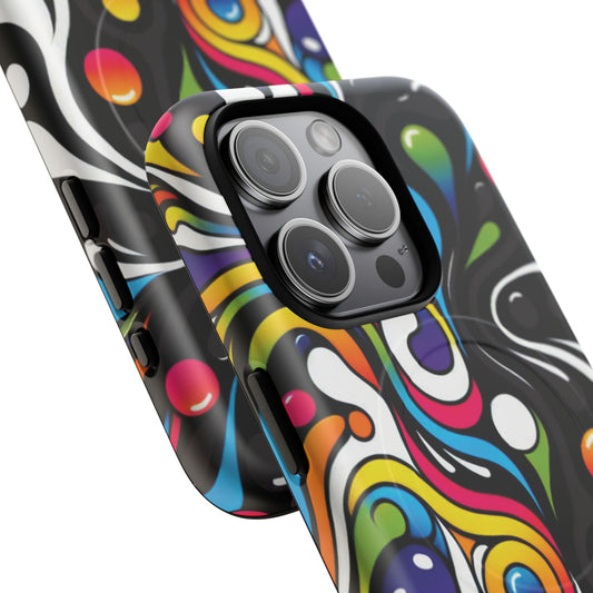 Vibrant Yin Yang Pop Splash Tough Magnetic iPhone Cases, Bold Artwork, Customizable Protection, Gift for Tech Lovers, Colorful iPhone Accessories