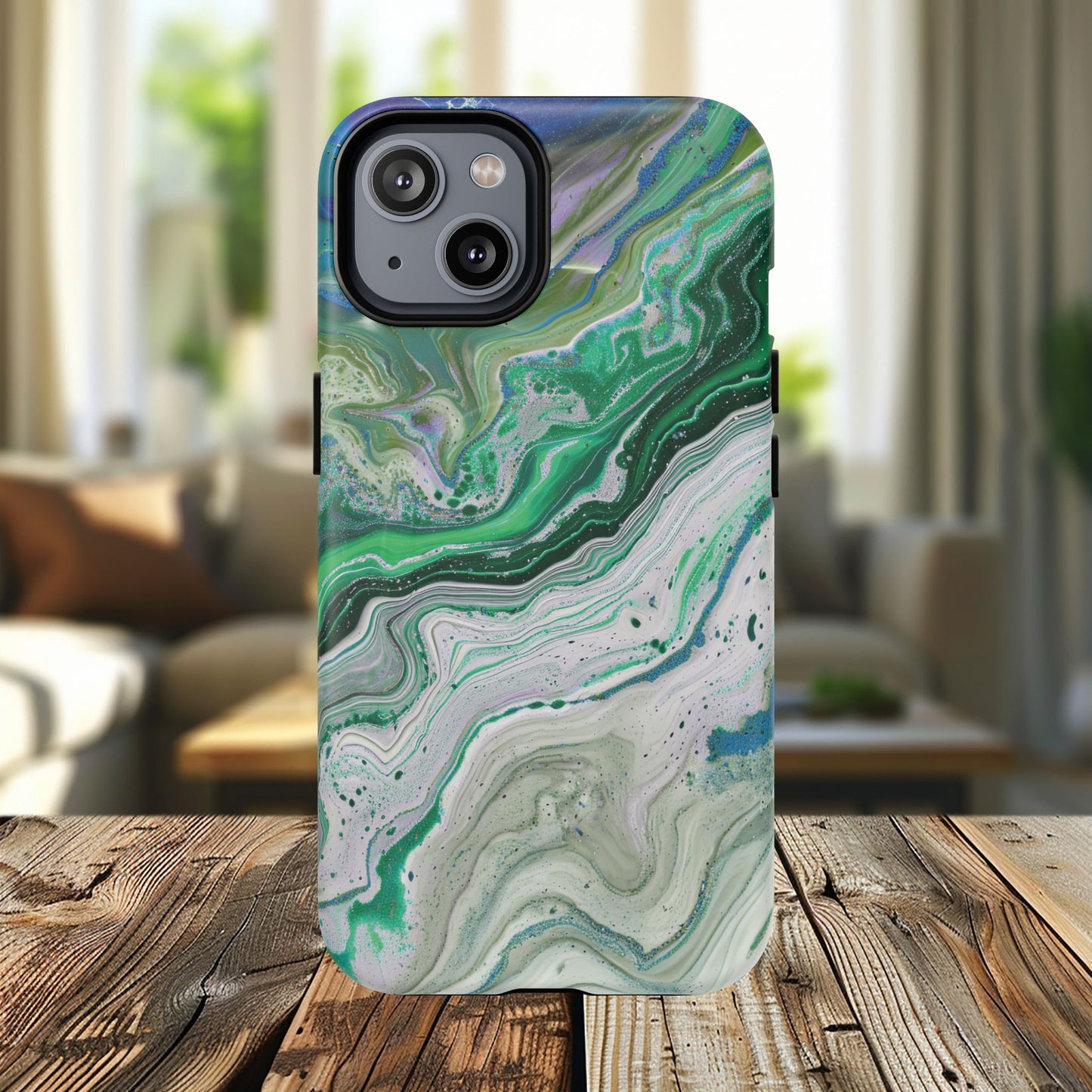 Marbled Tough iPhone Case, Magnetic Protector, Stylish Tech Accessory, Durable iPhone Cover, Unique Gift Idea