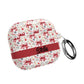 Personalized Rosette Coquette Floral AirPods Pro Gen 1, 2 and Airpods Gen 1, 2, 3, 4 Case — Red Bow Pattern with Custom Name Text.