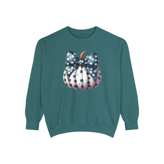 Polka Dot Pumpkin Charm Unisex Garment-Dyed Sweatshirt