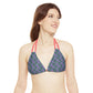 Purple Tropical Bliss Strappy Triangle Bikini Top (AOP)- (PY)