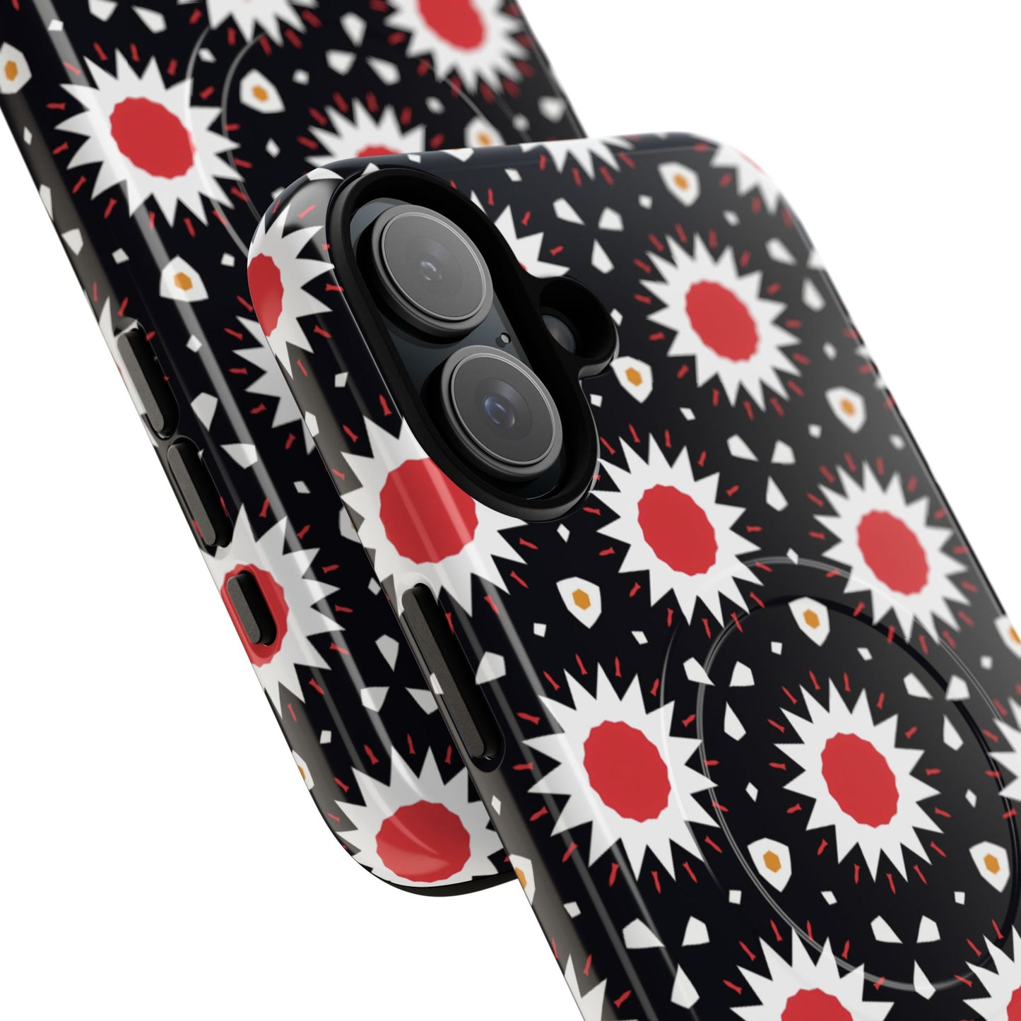 Crimson Spark Radiance Bold Floral Magnetic iPhone Cases, Stylish Tough Cases, Unique iPhone Accessories, Perfect Gift for Her, Trendy Tech Gear.