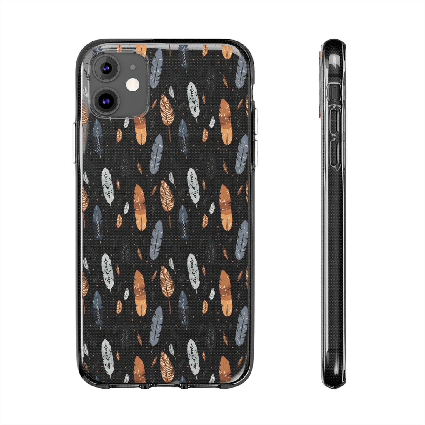 Whispering Feathers Clear Silicone iPhone Cases