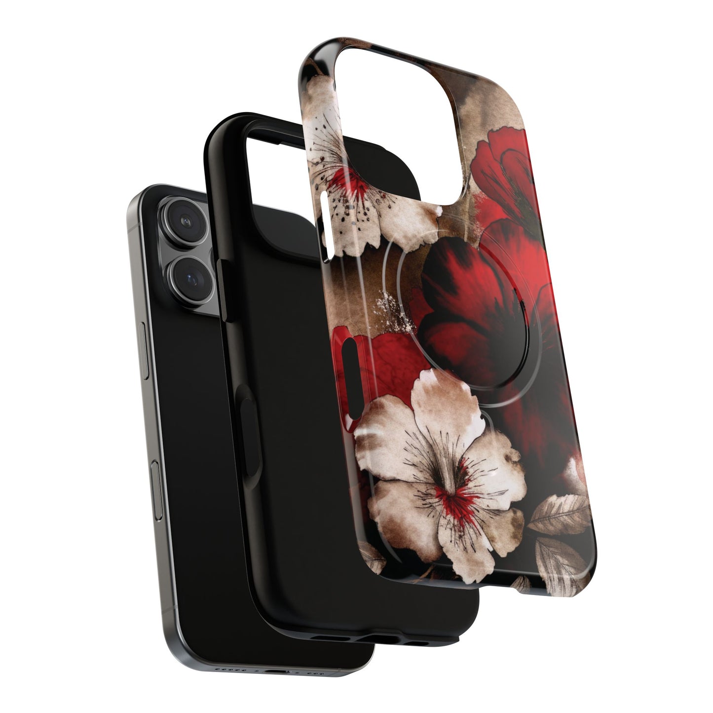 Crimson Noir Tough iPhone Magnetic Cases, Tough iPhone Protector, Stylish Floral Design, Gift for Her, Floral Accessories