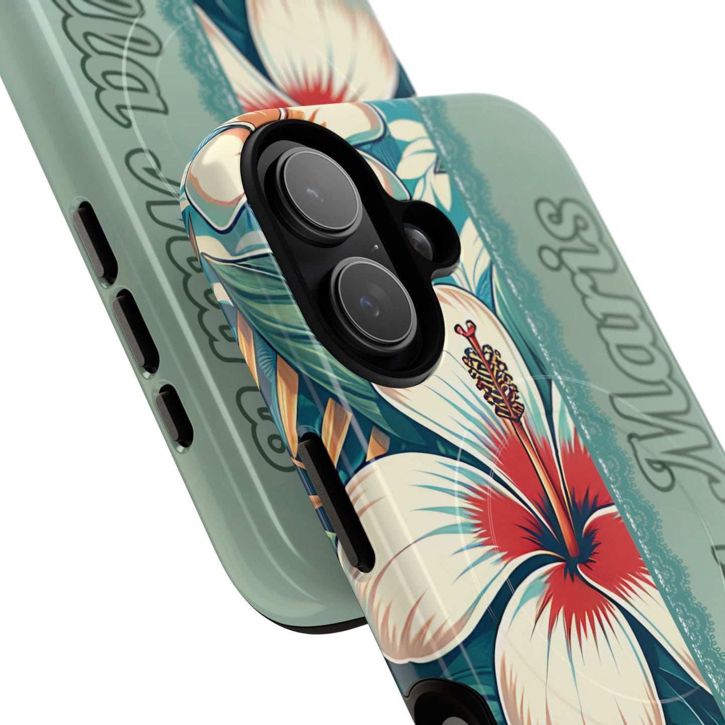 Personalized Tropical Floral Phone Case – Stylish Tough Magnetic Cases for iPhone, Customizable with Names, Perfect Gift for Nature Lovers