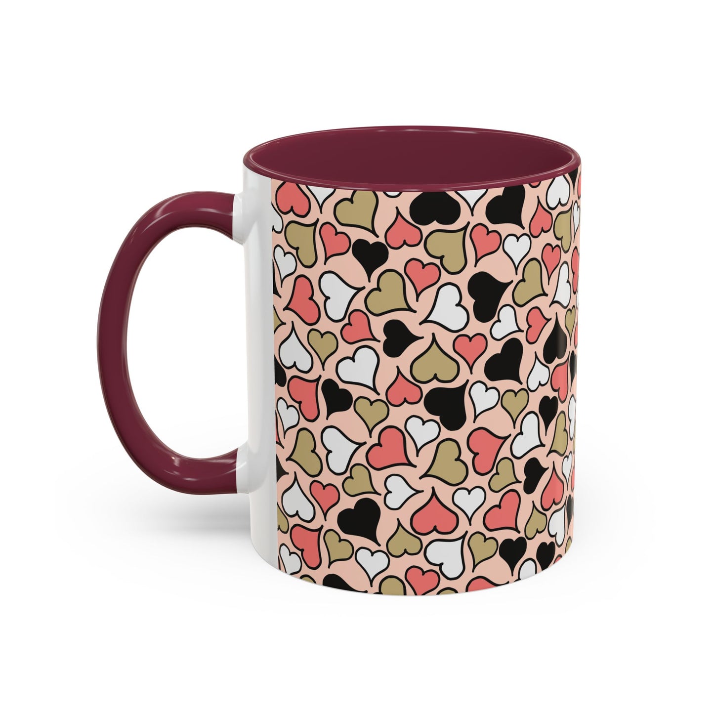 Heart Patterned Coffee Mug - Colorful Love Design, Perfect for Gifts & Celebrations