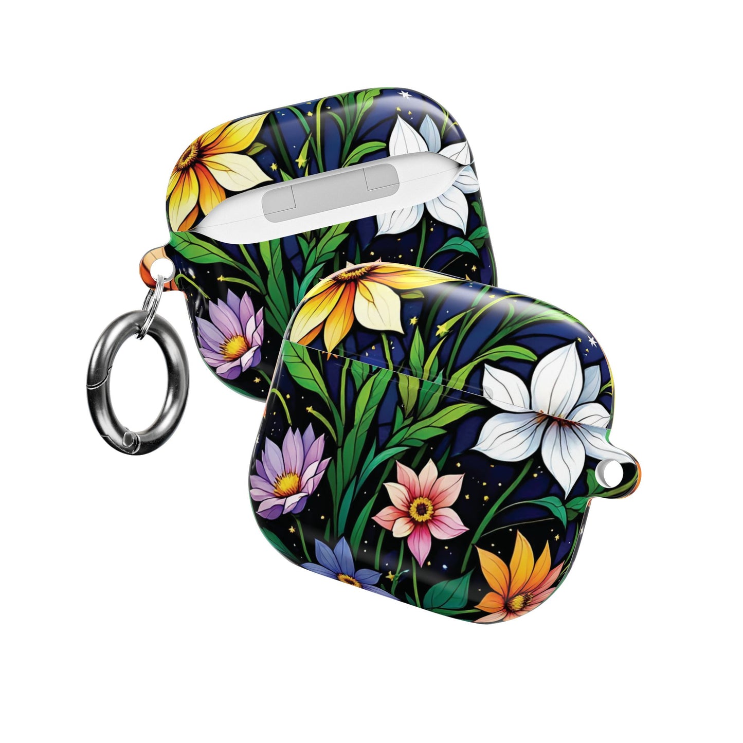 Flower Garden Stained Glass AirPod Case — Colorful Garden Protective Cover- Airpods Pro Gen 1 and 2, Gen 1 to 4.