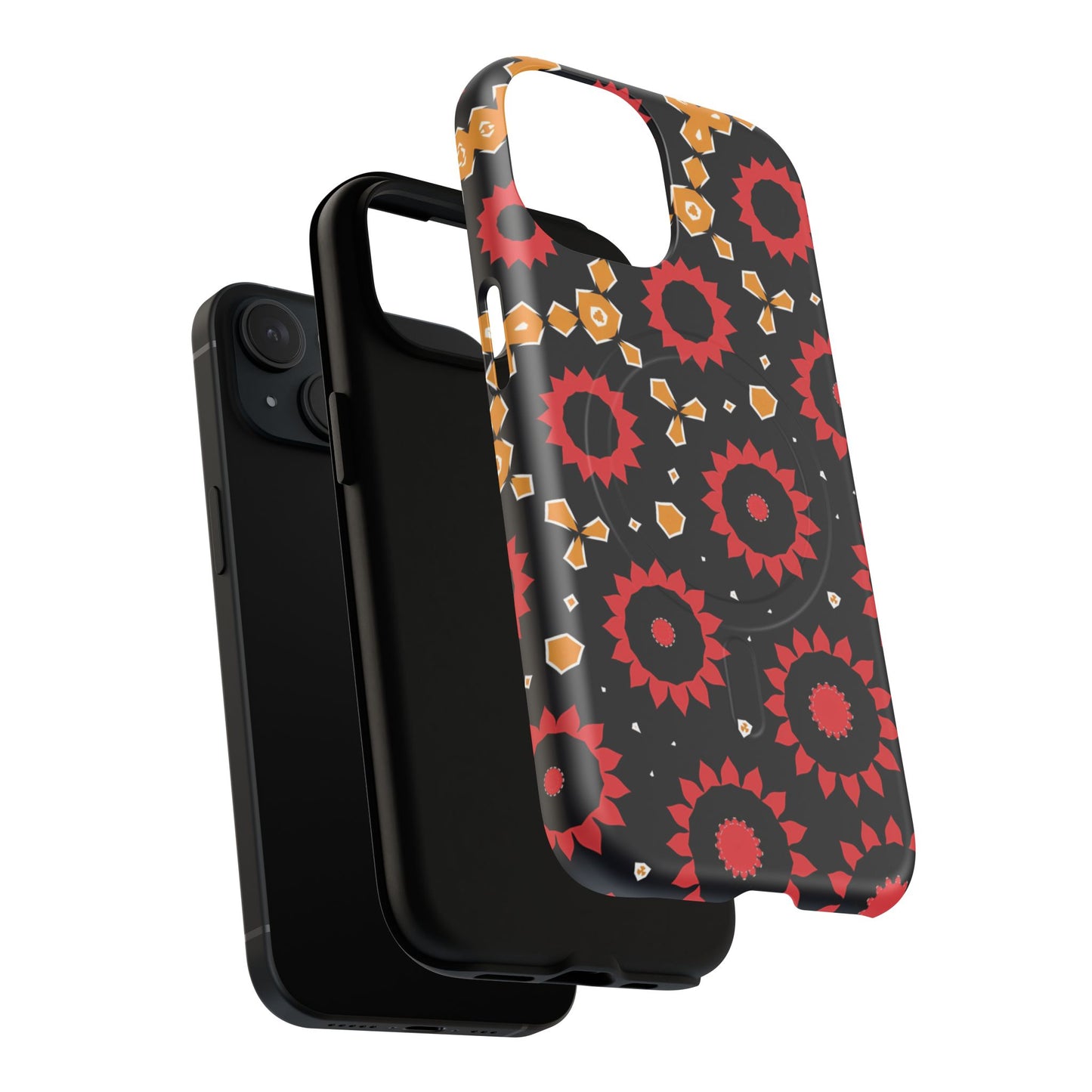 Midnight Ember Bloom Tough Magnetic iPhone Case, Bohemian Floral Design, Stylish iPhone Protection, Gift for Her, Trendy iPhone Accessories