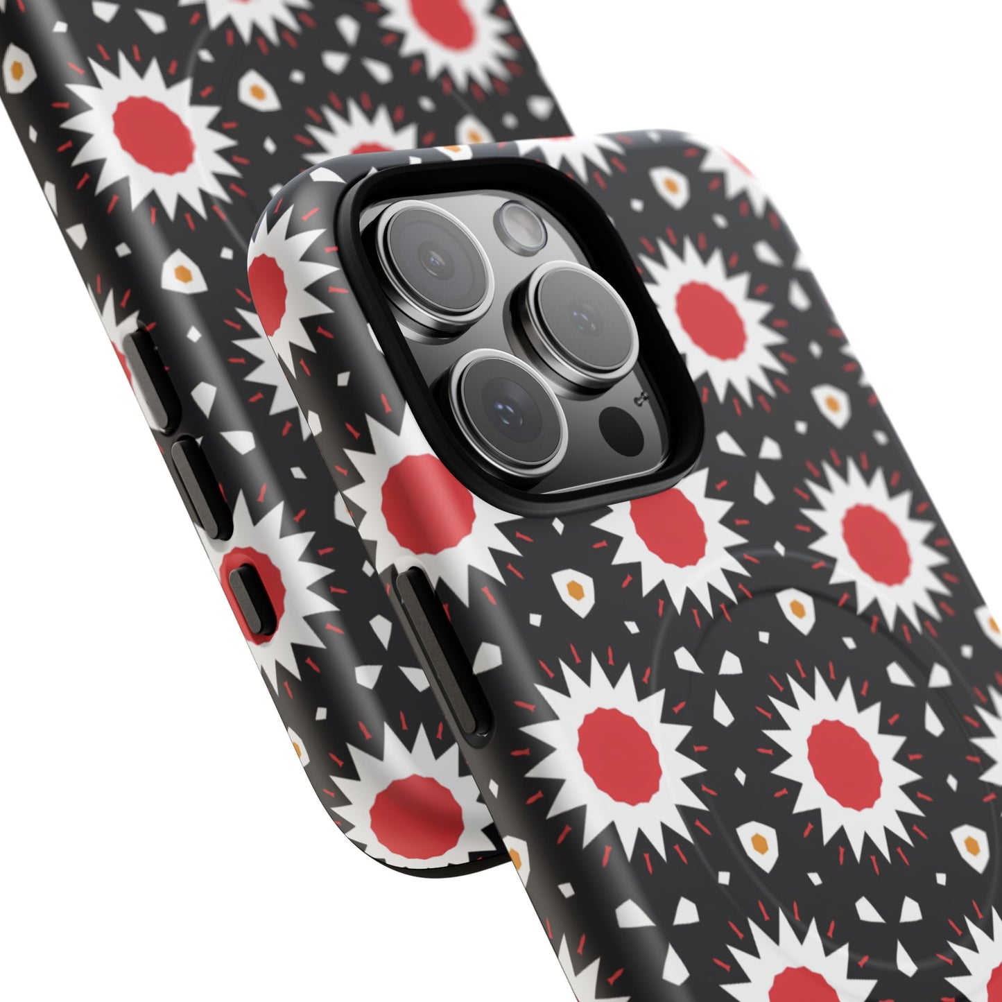 Crimson Spark Radiance Bold Floral Magnetic iPhone Cases, Stylish Tough Cases, Unique iPhone Accessories, Perfect Gift for Her, Trendy Tech Gear.