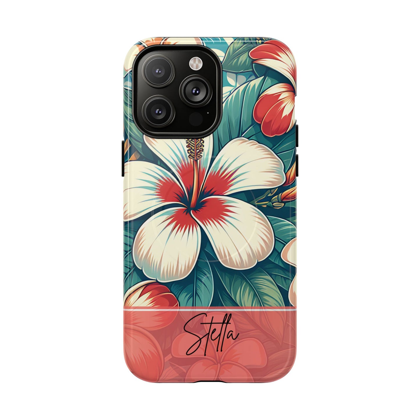 Tough Floral Phone Case, Tropical Hibiscus Design, Gift for Her, Summer Accessory, Customizable Phone Cover