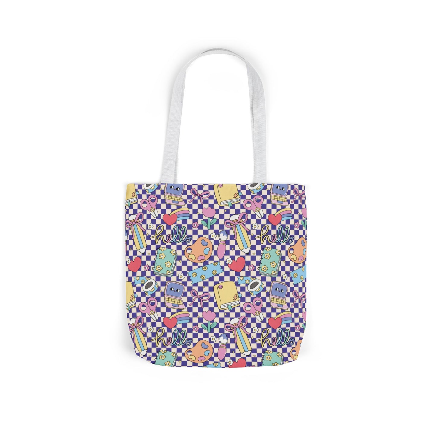 Personalized Purple Doodle Daydream Composition Book Inspired Canvas Tote Bag with Colorful Straps, Cute School Bag, Eco-Friendly Tote, Back to School Shopping Bag, Teacher Gift Idea