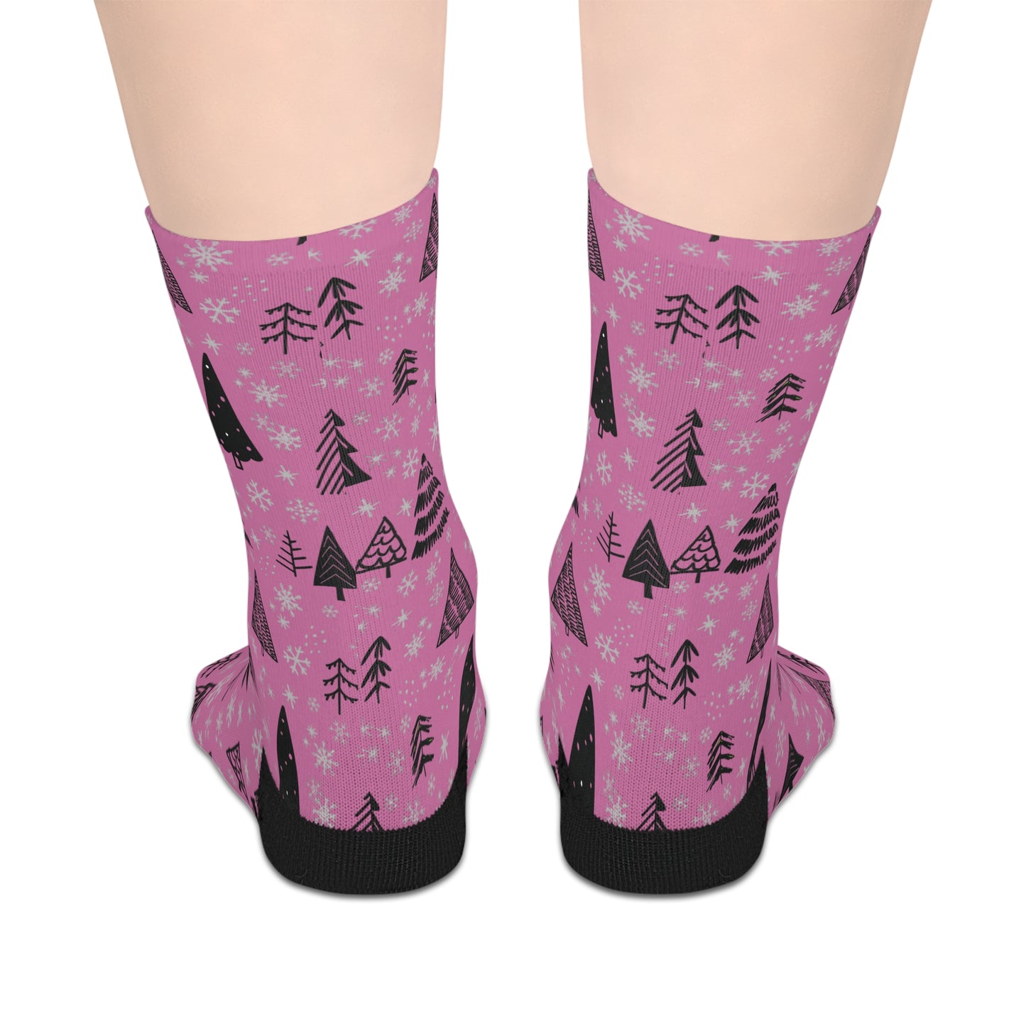 Winter Wonderland Pink  Mid-Length Socks