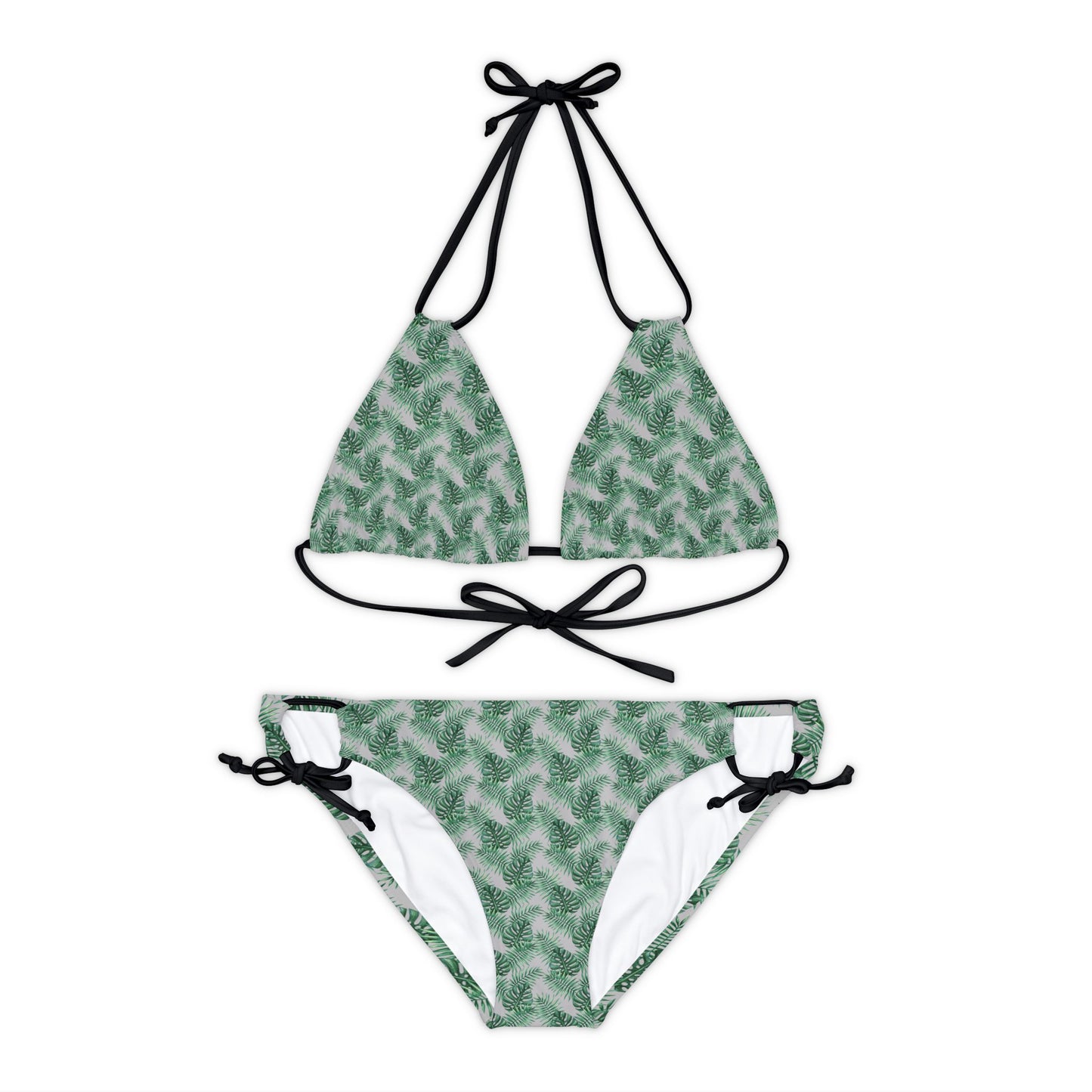 Grey Tropical Bliss Strappy Bikini Set (AOP)