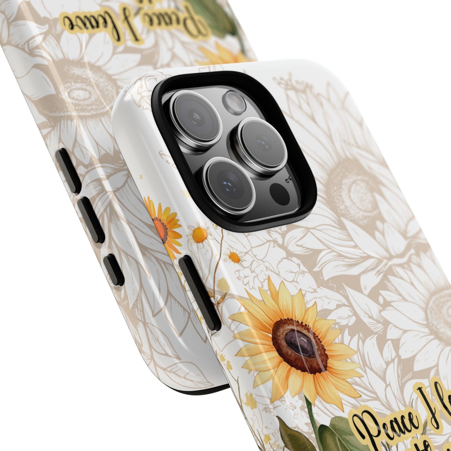 Peace I Leave with You John 14:27,  Inspirational Gift, Tough iPhone Magnetic Case  Scripture, Sunflower Bible Verse, MagSafe® iPhone® Tough Case, iPhone 14, iPhone 15, iPhone 16, Pro, Pro Max, Plus