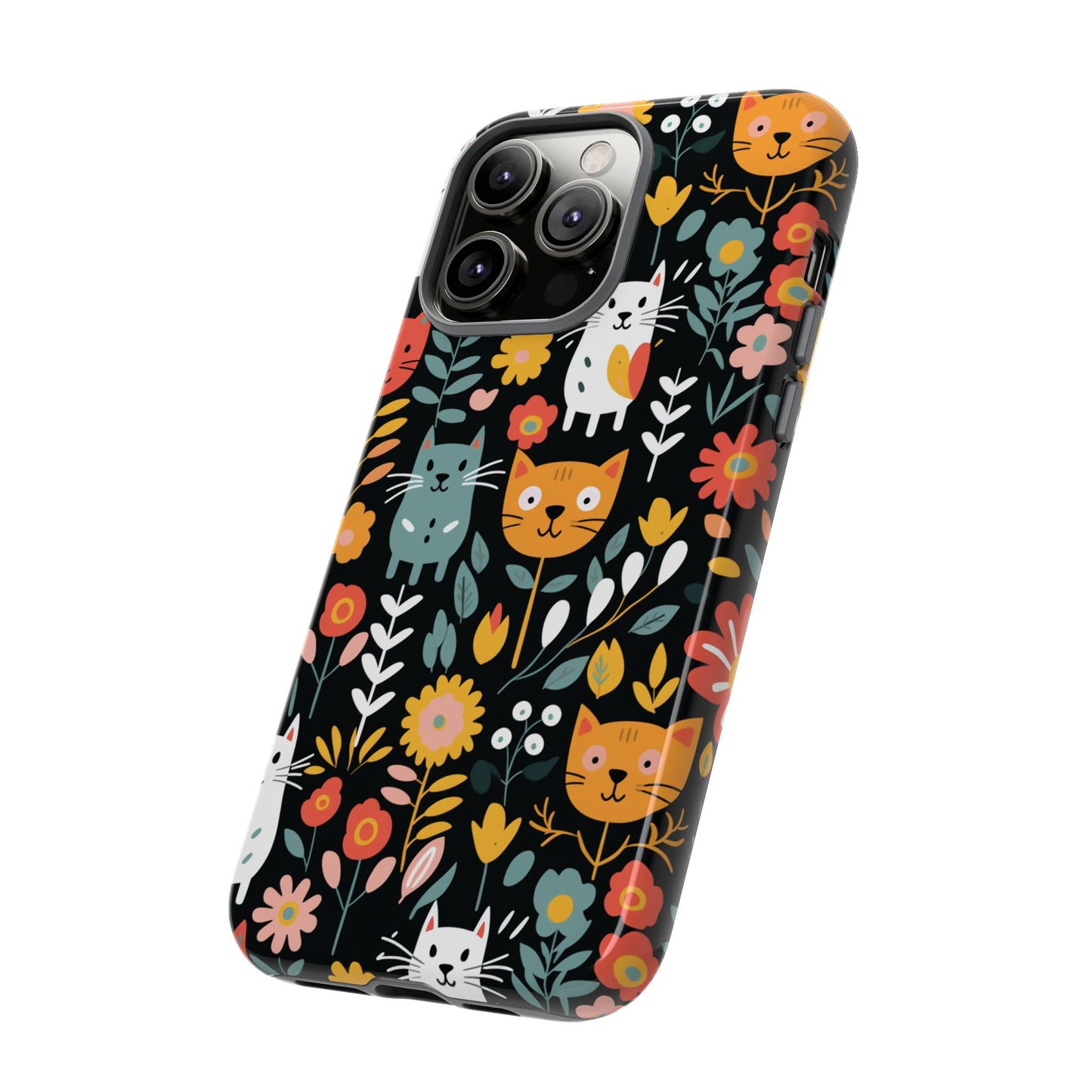 Whimsical Feline Garden iPhone, Samsung or Google Pixel Tough Cases