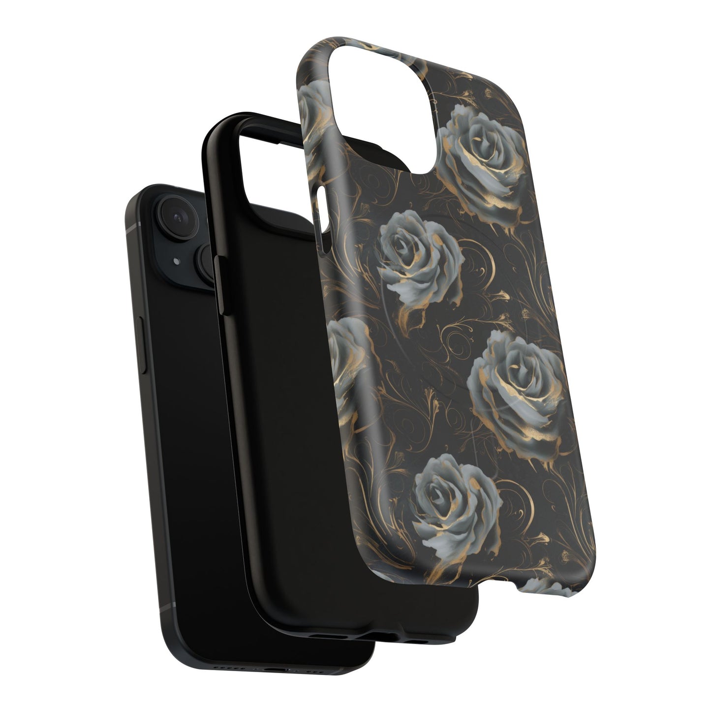 Midnight Bloom Tough iPhone Magnetic Cases,  iPhone 14, iPhone 15, iPhone 16, Pro, Pro Max, Plus MagSafe Case, Protective Tech Accessories, Gift for Her, Floral Design